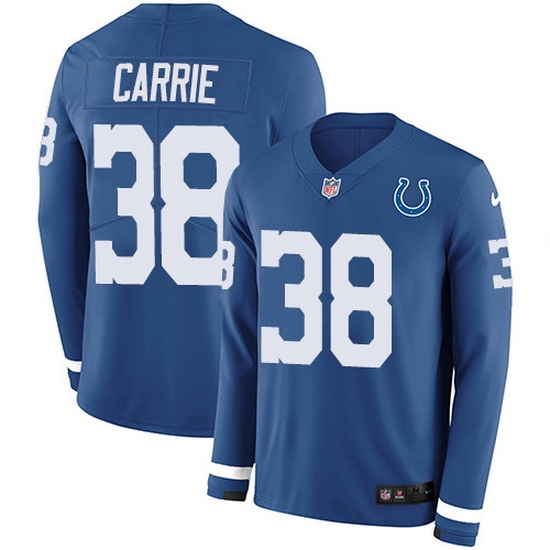 Nike Colts 38 T J Carrie Royal Blue Team Color Men Stitched NFL Limited Therma Long Sleeve Jersey Nike Colts 38 T J Carrie Royal Blue Team Color Men Stitched NFL Limited Therma Long Sleeve Jersey
