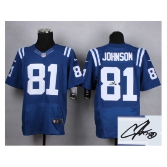 Nike Indianapolis Colts 81 Andre Johnson blue Elite Signature NFL Jersey Nike Indianapolis Colts 81 Andre Johnson blue Elite Signature NFL Jersey