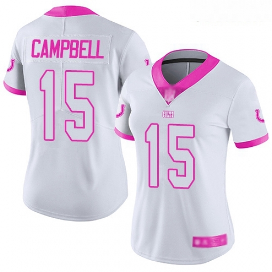 Colts #15 Parris Campbell White Pink Women Stitched Football Limited Rush Fashion Jersey Colts #15 Parris Campbell White Pink Women Stitched Football Limited Rush Fashion Jersey