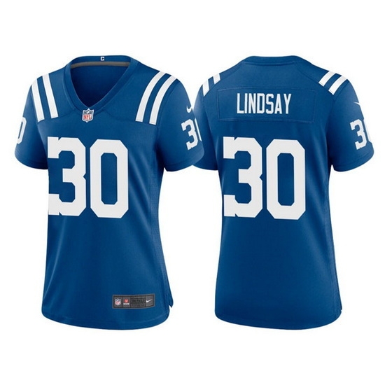 Women Indianapolis Colts 30 Phillip Lindsay Blue Stitched Jersey Women Indianapolis Colts 30 Phillip Lindsay Blue Stitched Jersey