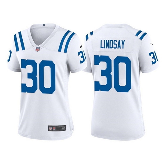 Women Indianapolis Colts 30 Phillip Lindsay White Stitched Jersey Women Indianapolis Colts 30 Phillip Lindsay White Stitched Jersey