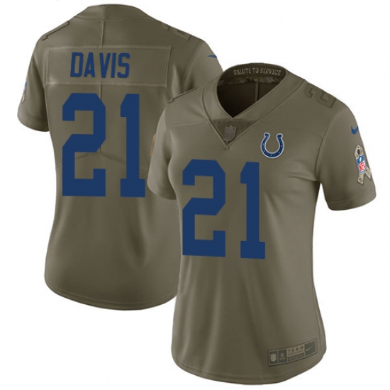 Womens Nike Colts #21 Vontae Davis Olive Stitched NFL Limited 2017 Salute to Service Jersey Womens Nike Colts #21 Vontae Davis Olive Stitched NFL Limited 2017 Salute to Service Jersey