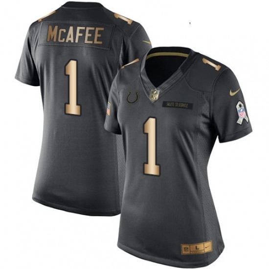 Womens Nike Indianapolis Colts 1 Pat McAfee Limited BlackGold Salute to Service NFL Jersey Womens Nike Indianapolis Colts 1 Pat McAfee Limited BlackGold Salute to Service NFL Jersey