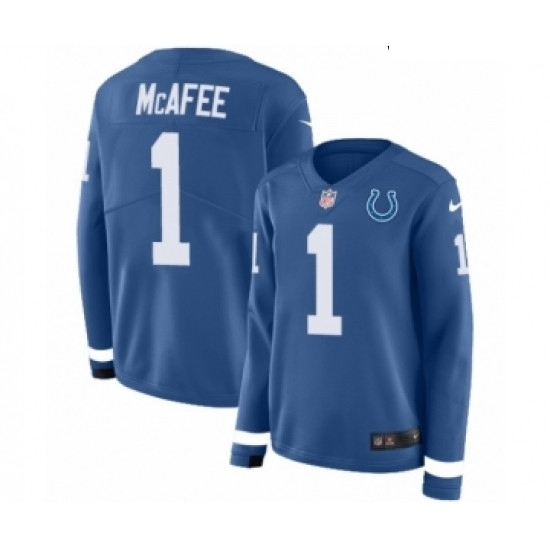 Womens Nike Indianapolis Colts 1 Pat McAfee Limited Blue Therma Long Sleeve NFL Jersey Womens Nike Indianapolis Colts 1 Pat McAfee Limited Blue Therma Long Sleeve NFL Jersey