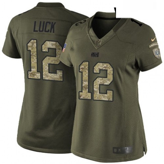 Womens Nike Indianapolis Colts 12 Andrew Luck Elite Green Salute to Service NFL Jersey Womens Nike Indianapolis Colts 12 Andrew Luck Elite Green Salute to Service NFL Jersey