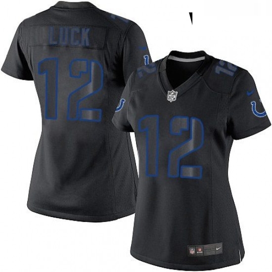 Womens Nike Indianapolis Colts 12 Andrew Luck Limited Black Impact NFL Jersey Womens Nike Indianapolis Colts 12 Andrew Luck Limited Black Impact NFL Jersey