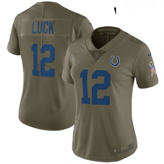 Womens Nike Indianapolis Colts 12 Andrew Luck Limited Olive 2017 Salute to Service NFL Jersey Womens Nike Indianapolis Colts 12 Andrew Luck Limited Olive 2017 Salute to Service NFL Jersey