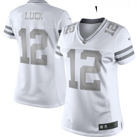 Womens Nike Indianapolis Colts 12 Andrew Luck Limited White Platinum NFL Jersey Womens Nike Indianapolis Colts 12 Andrew Luck Limited White Platinum NFL Jersey