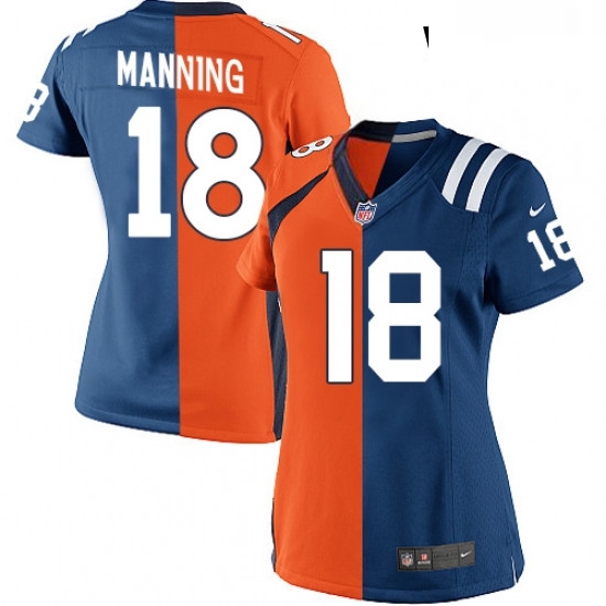 Womens Nike Indianapolis Colts 18 Peyton Manning Elite Royal BlueOrange Split Fashion NFL Jersey Womens Nike Indianapolis Colts 18 Peyton Manning Elite Royal BlueOrange Split Fashion NFL Jersey