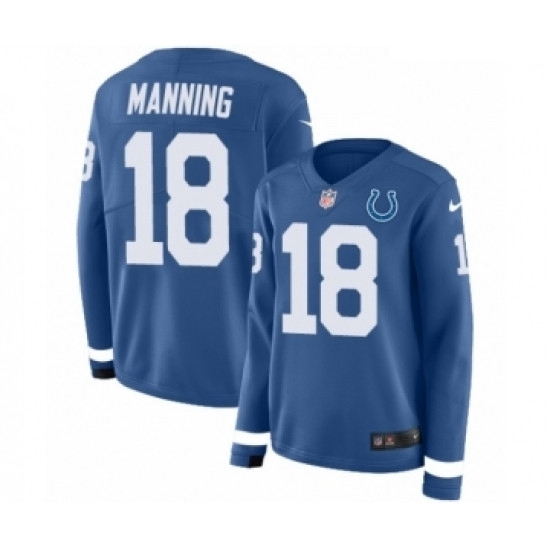 Womens Nike Indianapolis Colts 18 Peyton Manning Limited Blue Therma Long Sleeve NFL Jersey Womens Nike Indianapolis Colts 18 Peyton Manning Limited Blue Therma Long Sleeve NFL Jersey
