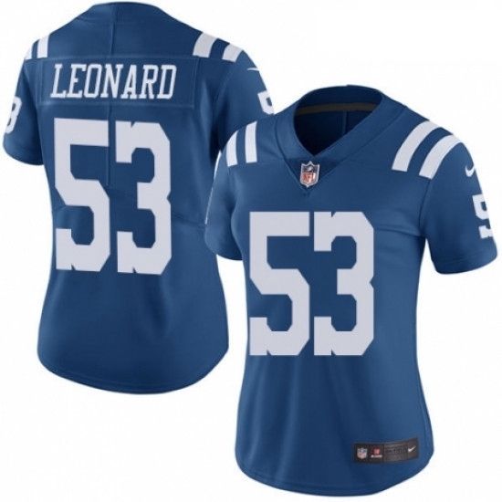 Womens Nike Indianapolis Colts 53 Darius Leonard Limited Royal Blue Rush Vapor Untouchable NFL Jersey Womens Nike Indianapolis Colts 53 Darius Leonard Limited Royal Blue Rush Vapor Untouchable NFL Jersey