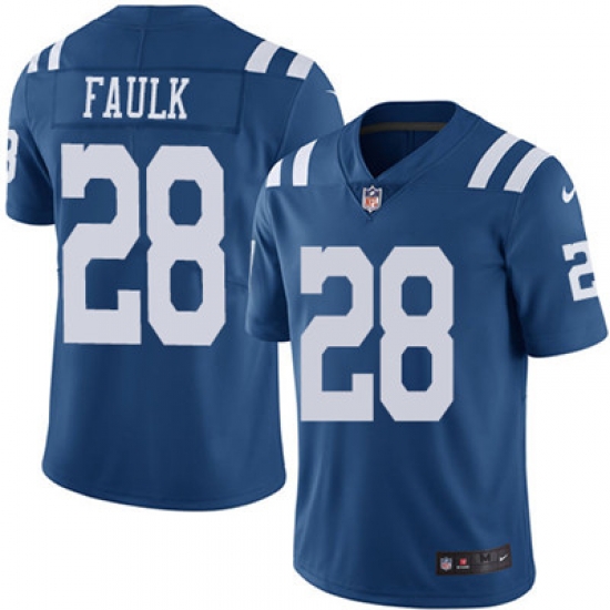 Youth Nike Colts #28 Marshall Faulk Royal Blue Stitched NFL Limited Rush Jersey Youth Nike Colts #28 Marshall Faulk Royal Blue Stitched NFL Limited Rush Jersey