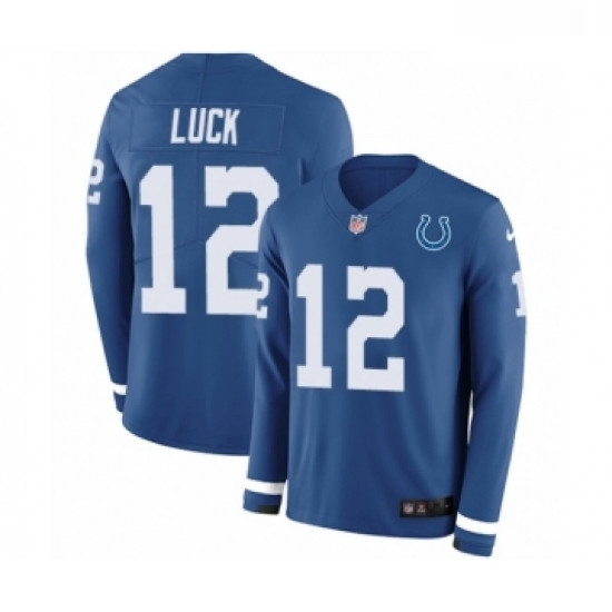 Youth Nike Indianapolis Colts 12 Andrew Luck Limited Blue Therma Long Sleeve NFL Jersey Youth Nike Indianapolis Colts 12 Andrew Luck Limited Blue Therma Long Sleeve NFL Jersey