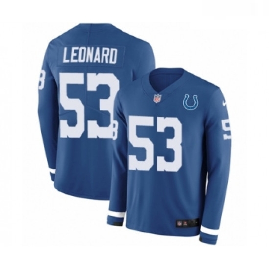 Youth Nike Indianapolis Colts 53 Darius Leonard Limited Blue Therma Long Sleeve NFL Jersey Youth Nike Indianapolis Colts 53 Darius Leonard Limited Blue Therma Long Sleeve NFL Jersey