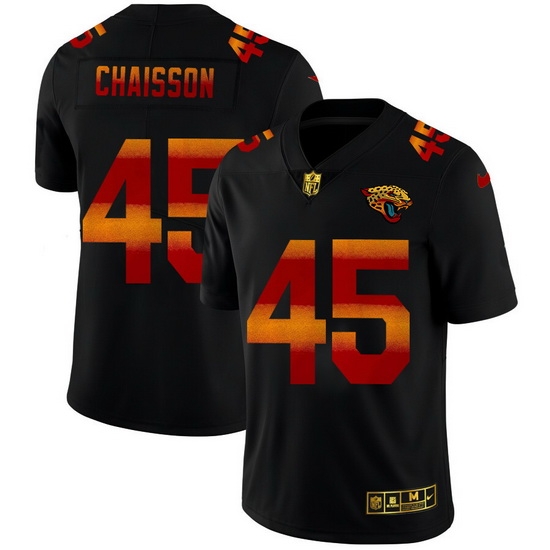 Jacksonville Jaguars 45 K 27Lavon Chaisson Men Black Nike Red Orange Stripe Vapor Limited NFL Jersey Jacksonville Jaguars 45 K 27Lavon Chaisson Men Black Nike Red Orange Stripe Vapor Limited NFL Jersey