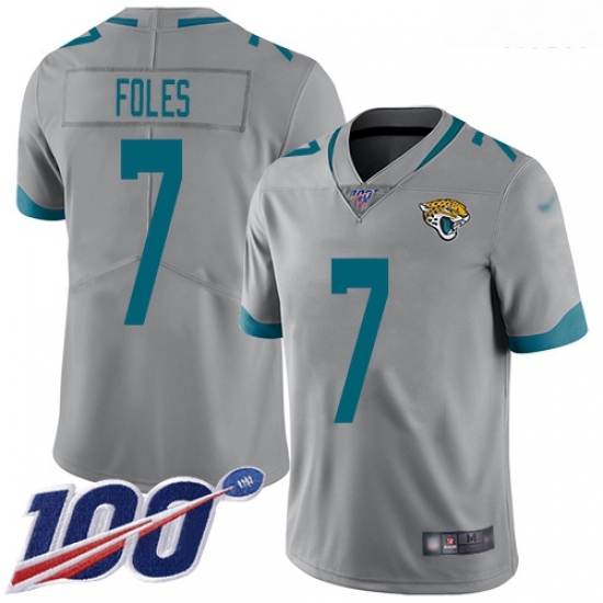 Jaguars 7 Nick Foles Silver Men Stitched Football Limited Inverted Legend 100th Season Jersey Jaguars 7 Nick Foles Silver Men Stitched Football Limited Inverted Legend 100th Season Jersey