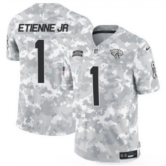 Men Jacksonville Jaguars 1 Travis Etienne Jr 2024 F U S E Arctic Camo Salute To Service Limited Stitched Football Jersey Men Jacksonville Jaguars 1 Travis Etienne Jr 2024 F U S E Arctic Camo Salute To Service Limited Stitched Football Jersey