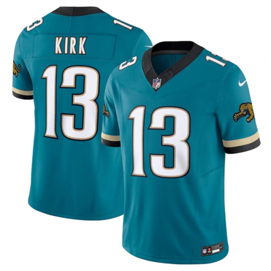Men Jacksonville Jaguars 13 Christian Kirk Teal 2024 F U S E Prowler Throwback Vapor Limited Stitched Football Jersey Men Jacksonville Jaguars 13 Christian Kirk Teal 2024 F U S E Prowler Throwback Vapor Limited Stitched Football Jersey