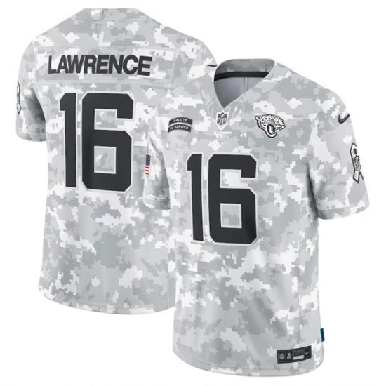 Men Jacksonville Jaguars 16 Trevor Lawrence 2024 Arctic Camo Salute To Service Limited Stitched Football Jersey Men Jacksonville Jaguars 16 Trevor Lawrence 2024 Arctic Camo Salute To Service Limited Stitched Football Jersey