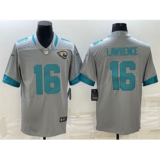 Men Jacksonville Jaguars 16 Trevor Lawrence Silver Stitched Jersey Men Jacksonville Jaguars 16 Trevor Lawrence Silver Stitched Jersey