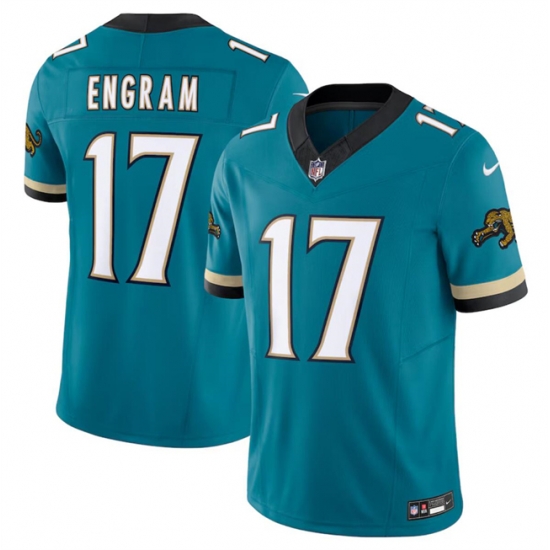 Men Jacksonville Jaguars 17 Evan Engram Teal 2024 F U S E Prowler Throwback Vapor Limited Stitched Football Jersey Men Jacksonville Jaguars 17 Evan Engram Teal 2024 F U S E Prowler Throwback Vapor Limited Stitched Football Jersey