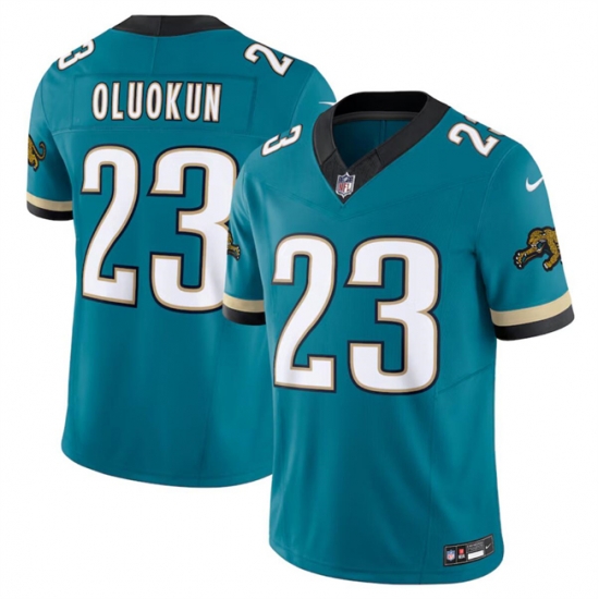 Men Jacksonville Jaguars 23 Foye Oluokun Teal 2024 F U S E Prowler Throwback Vapor Limited Stitched Football Jersey Men Jacksonville Jaguars 23 Foye Oluokun Teal 2024 F U S E Prowler Throwback Vapor Limited Stitched Football Jersey