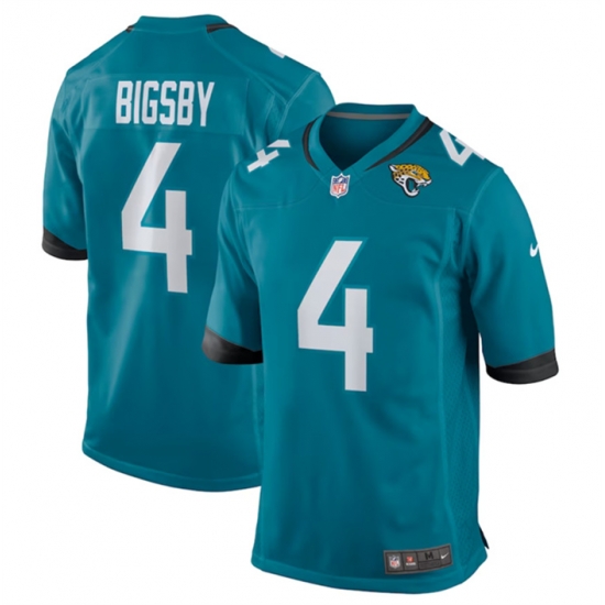 Men Jacksonville Jaguars 4 Tank Bigsby Teal Stitched Game Jersey Men Jacksonville Jaguars 4 Tank Bigsby Teal Stitched Game Jersey