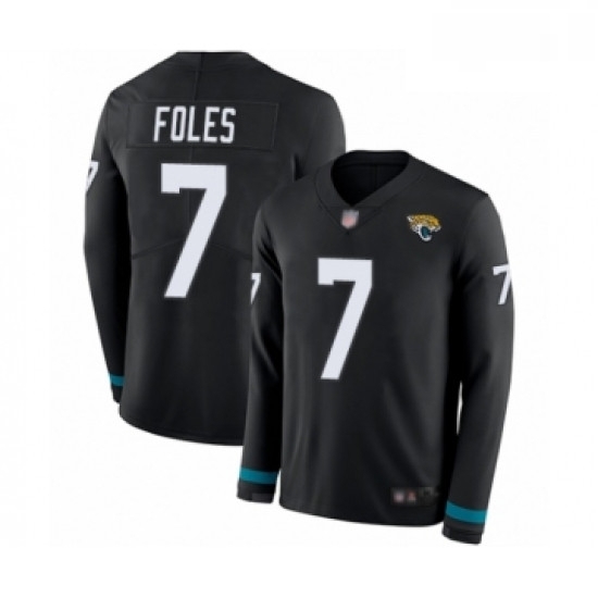 Men Jacksonville Jaguars 7 Nick Foles Limited Black Therma Long Sleeve Football Jersey Men Jacksonville Jaguars 7 Nick Foles Limited Black Therma Long Sleeve Football Jersey