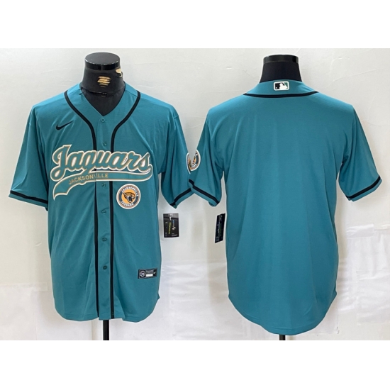 Men Jacksonville Jaguars Teal With Patch Cool Base Stitched Baseball Jersey 2 Men Jacksonville Jaguars Teal With Patch Cool Base Stitched Baseball Jersey 2