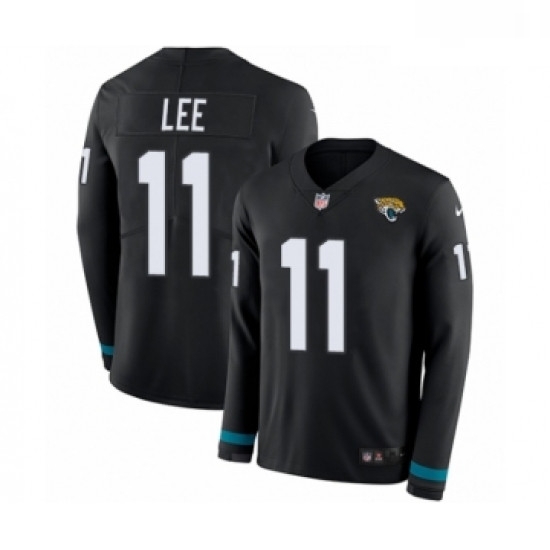 Men Nike Jacksonville Jaguars 11 Marqise Lee Limited Black Therma Long Sleeve NFL Jersey Men Nike Jacksonville Jaguars 11 Marqise Lee Limited Black Therma Long Sleeve NFL Jersey
