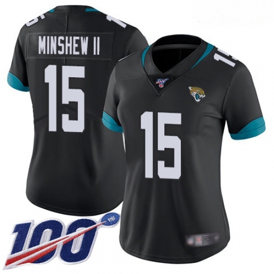 Jaguars #15 Gardner Minshew II Black Team Color Women Stitched Football 100th Season Vapor Limited Jersey Jaguars #15 Gardner Minshew II Black Team Color Women Stitched Football 100th Season Vapor Limited Jersey