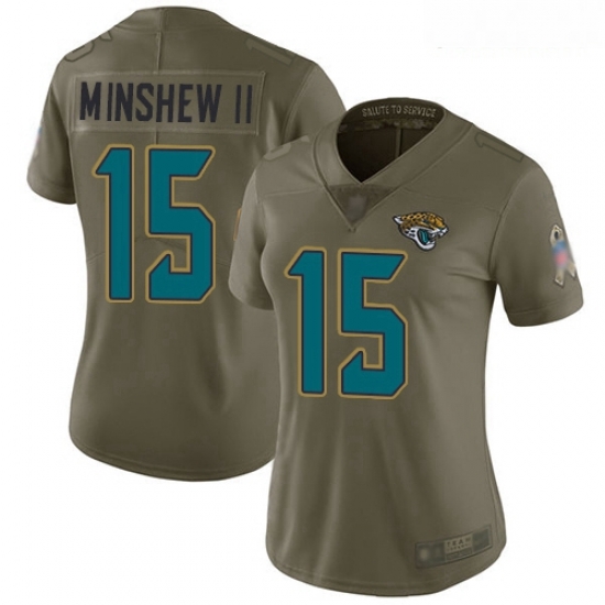Jaguars #15 Gardner Minshew II Olive Women Stitched Football Limited 2017 Salute to Service Jersey Jaguars #15 Gardner Minshew II Olive Women Stitched Football Limited 2017 Salute to Service Jersey
