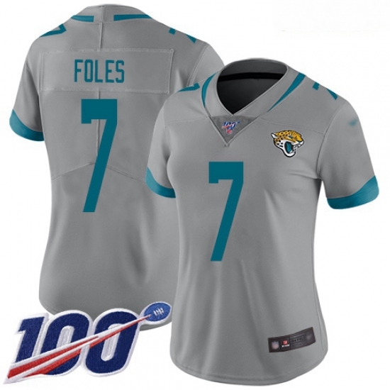 Jaguars #7 Nick Foles Silver Women Stitched Football Limited Inverted Legend 100th Season Jersey Jaguars #7 Nick Foles Silver Women Stitched Football Limited Inverted Legend 100th Season Jersey