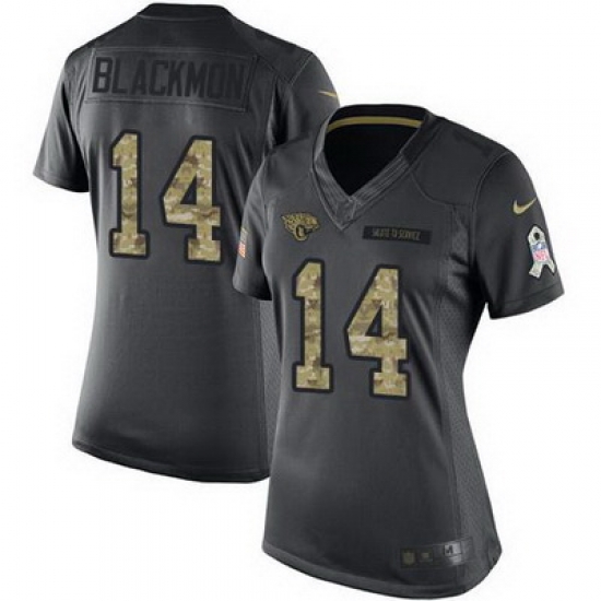 Nike Jaguars #14 Justin Blackmon Black Womens Stitched NFL Limited 2016 Salute to Service Jersey Nike Jaguars #14 Justin Blackmon Black Womens Stitched NFL Limited 2016 Salute to Service Jersey