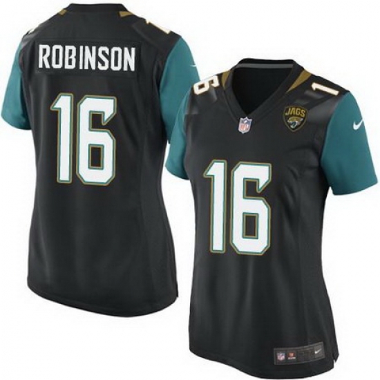 Nike Jaguars #16 Denard Robinson Black Alternate Womens Stitched NFL Elite Jersey Nike Jaguars #16 Denard Robinson Black Alternate Womens Stitched NFL Elite Jersey