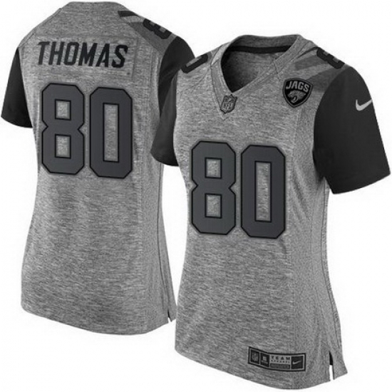 Nike Jaguars #80 Julius Thomas Gray Womens Stitched NFL Limited Gridiron Gray Jersey Nike Jaguars #80 Julius Thomas Gray Womens Stitched NFL Limited Gridiron Gray Jersey