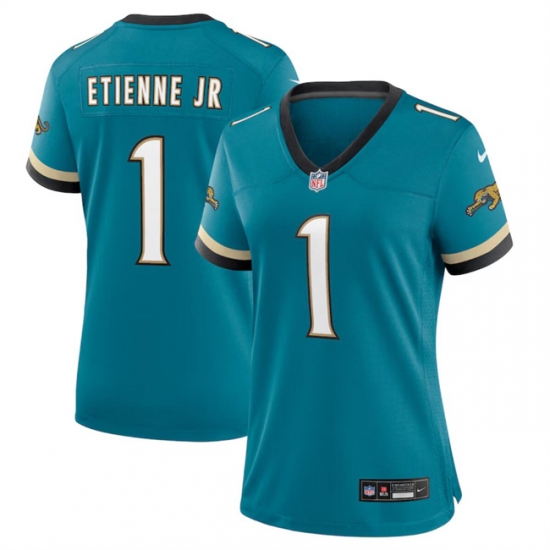 Women Jacksonville Jaguars 1 Travis Etienne JR Teal 2024 Prowler Throwback Vapor Limited Stitched Football Jersey Women Jacksonville Jaguars 1 Travis Etienne JR Teal 2024 Prowler Throwback Vapor Limited Stitched Football Jersey