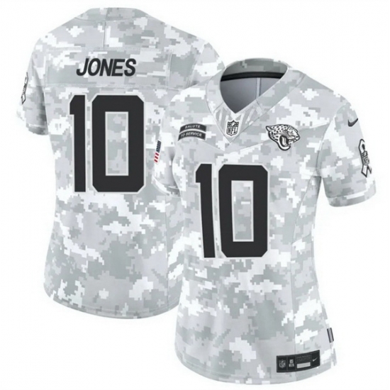 Women Jacksonville Jaguars 10 Mac Jones 2024 F U S E Arctic Camo Salute To Service Limited Stitched Football Jersey Women Jacksonville Jaguars 10 Mac Jones 2024 F U S E Arctic Camo Salute To Service Limited Stitched Football Jersey