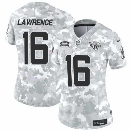Women Jacksonville Jaguars 16 Trevor Lawrence 2024 F U S E Arctic Camo Salute To Service Limited Stitched Football Jersey Women Jacksonville Jaguars 16 Trevor Lawrence 2024 F U S E Arctic Camo Salute To Service Limited Stitched Football Jersey