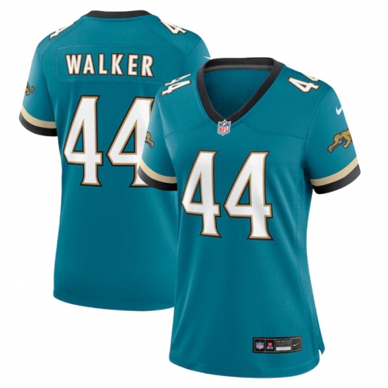 Women Jacksonville Jaguars 44 Travon Walker Teal 2024 Prowler Throwback Vapor Limited Stitched Football Jersey Women Jacksonville Jaguars 44 Travon Walker Teal 2024 Prowler Throwback Vapor Limited Stitched Football Jersey