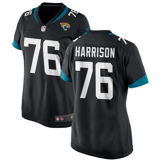 Women Jacksonville Jaguars 76 Anton Harrison Black 2023 Draft Stitched Jersey Women Jacksonville Jaguars 76 Anton Harrison Black 2023 Draft Stitched Jersey