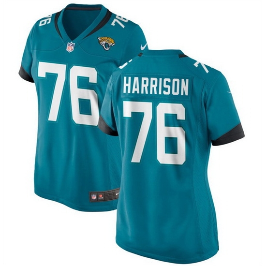 Women Jacksonville Jaguars 76 Anton Harrison Teal 2023 Draft Stitched Jersey Women Jacksonville Jaguars 76 Anton Harrison Teal 2023 Draft Stitched Jersey