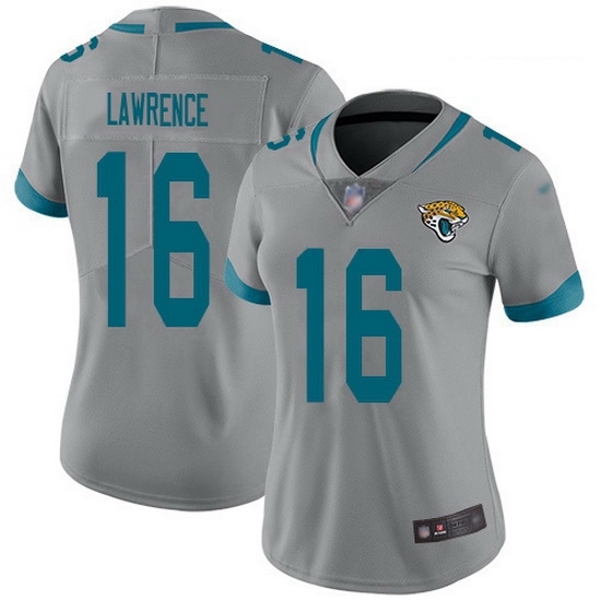 Women Nike Jacksonville Jaguars 16 Trevor Lawrence Silver Women Stitched NFL Limited Inverted Legend Jersey Women Nike Jacksonville Jaguars 16 Trevor Lawrence Silver Women Stitched NFL Limited Inverted Legend Jersey