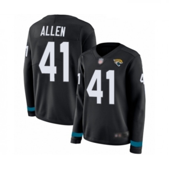 Womens Jacksonville Jaguars 41 Josh Allen Limited Black Therma Long Sleeve Football Jersey Womens Jacksonville Jaguars 41 Josh Allen Limited Black Therma Long Sleeve Football Jersey