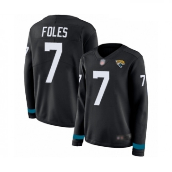 Womens Jacksonville Jaguars 7 Nick Foles Limited Black Therma Long Sleeve Football Jersey Womens Jacksonville Jaguars 7 Nick Foles Limited Black Therma Long Sleeve Football Jersey