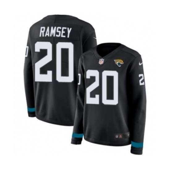 Womens Nike Jacksonville Jaguars 20 Jalen Ramsey Limited Black Therma Long Sleeve NFL Jersey Womens Nike Jacksonville Jaguars 20 Jalen Ramsey Limited Black Therma Long Sleeve NFL Jersey