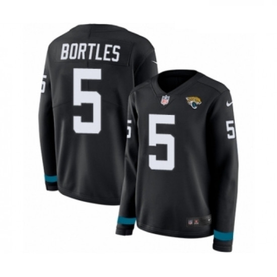 Womens Nike Jacksonville Jaguars 5 Blake Bortles Limited Black Therma Long Sleeve NFL Jersey Womens Nike Jacksonville Jaguars 5 Blake Bortles Limited Black Therma Long Sleeve NFL Jersey