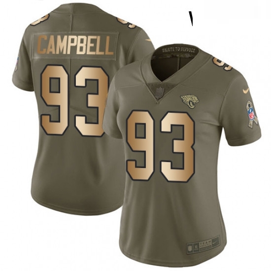 Womens Nike Jacksonville Jaguars 93 Calais Campbell Limited OliveGold 2017 Salute to Service NFL Jersey Womens Nike Jacksonville Jaguars 93 Calais Campbell Limited OliveGold 2017 Salute to Service NFL Jersey