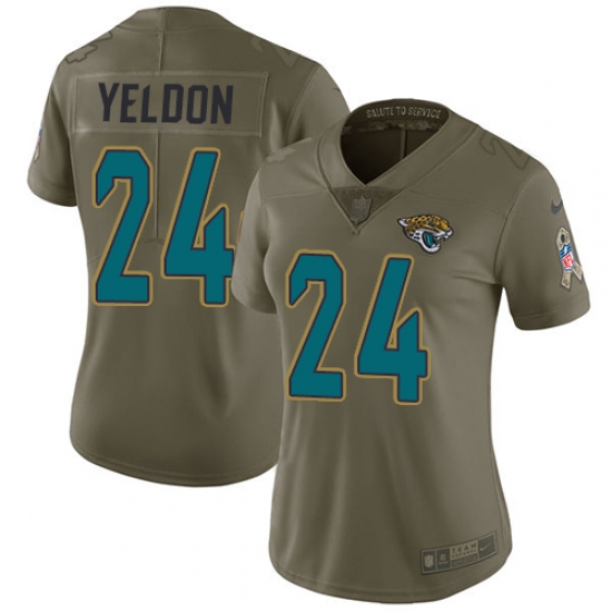 Womens Nike Jaguars #24 T J Yeldon Olive Stitched NFL Limited 2017 Salute to Service Jersey Womens Nike Jaguars #24 T J Yeldon Olive Stitched NFL Limited 2017 Salute to Service Jersey