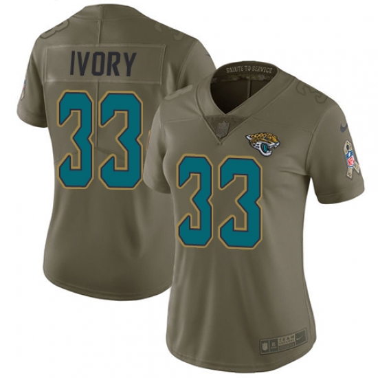 Womens Nike Jaguars #33 Chris Ivory Olive Stitched NFL Limited 2017 Salute to Service Jersey Womens Nike Jaguars #33 Chris Ivory Olive Stitched NFL Limited 2017 Salute to Service Jersey
